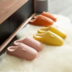 여성 편안한 실내화 슬리퍼 겨울 실내화 겨울 미끄럼 남여 Pu방수 방지