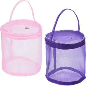 파티킬 실 보관 가방 2팩 휴대용 크로셰 뜨개질 케이스 스킨 볼 홀더 메쉬 정리함 재봉 공예 프로젝트용