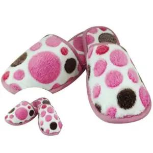 털슬리퍼 거실화 핑크 물방울 실내슬리퍼