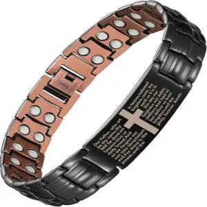 남성용 페라코 구리 크로스 브레이슬릿 강력한 3800 가우스 자석이 있는 마그네틱 테라피 장신구