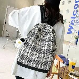 체크 트위드 백팩 블랙 오피스 데일리 가벼운 가방_24533039