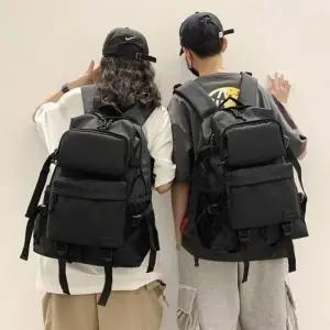 블랙 스트릿 패션 무지 데일리 학생 백팩 커플 가방_24533444