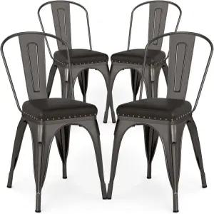 코스트웨이 메탈 다이닝 의자 세트 4 18.5인치 스택형 산업용 주방 톨릭스 사이드 쿠션 포함 룸 카페