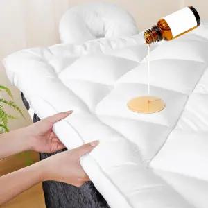 3인치 플러시 래쉬 침대 토퍼 세트 - 방수 마사지 테이블 포근한 베개 탑 매트리스 에스테틱 아티스트를