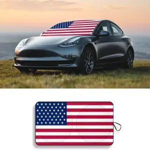 HEVLE 자동차 앞유리 자외선 차단제 64 ×33 아메리칸 플래그 접이식 (빨간색)