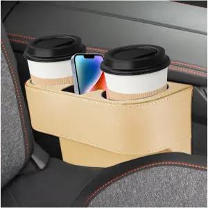 스불히아 카시트 갭 필러 정리함 컵 홀더가 있는 다기능 자동차 콘솔 측면 보관함 범용 PU 가죽 홀더