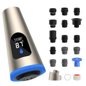 [미국배송] 히벤트 풀다운 주방 수도꼭지 헤드 교체 15개 어댑터가 있는 4가지 기능 LED 온도 디스플레이 싱크 스프레이 노즐 모엔 아메리칸 스탠다드 델타 콜러 수도꼭지 브러시드 니켈과 호환 가능