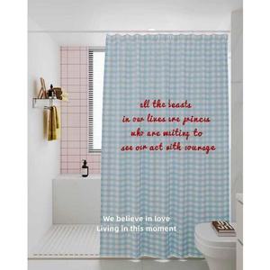 체크 가림막 커튼 창문 단일 방수 주방 (블루) 100x180 욕실 가리개