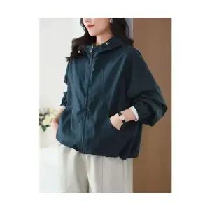 무천도사 여성 여친 잠바 바람막이 가을 면 트렌치코트 후드 캐주얼 슬림핏 야상 코트 KKE3