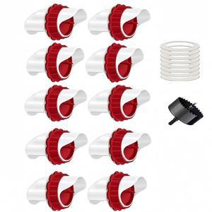 DIY 노 웨이스트 자동 가금류 사육 포트 10 포트 1 홀 톱, 커버 사료 키트, 빗물 방지 닭고기/양말통 통 통 수조용 플라스틱 가금류 사육 키트 포함