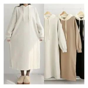 마미누리임산부 기모 배색후드원피스 빅사이즈 여성 겨울 임부복 177052