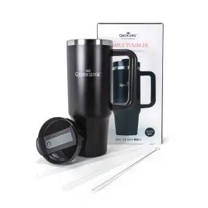 세척이쉬운 실용성 보온 보냉 대용량 손잡이 스테인리스 304 빨대 핸들 텀블러 900ml 블랙