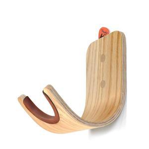 상단에 피크 슬롯이 있는 합판 기타 벽 마운트 홀더, 베이스 어쿠스틱 일렉트릭 기타용 현대적이고 독특한 디자인 행거, 우쿨렐레 포크 바이올린 만돌린 밴조 스케이트보드 스탠드 (오크)