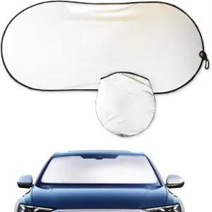 zmoso 자동차 앞유리 선쉐이드 자외선 및 열 보호를 위한 수납 파우치가 있는 반사형 세단 SUV 해치백에