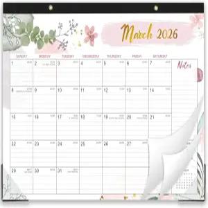 2026 탁상 달력 - 2026년 1월 12월 월간 탁상/벽력 대형 17인치 x 12인치 룰드 블록 메모 두꺼운 종이