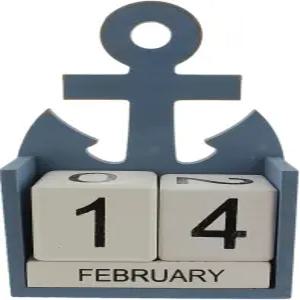 해변 및 해안 장식을 위한 다리 컬렉션 해리 블루 앵커 나무 블록 영구 책상 캘린더