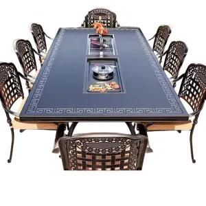 업소용 테이블 숯불 의자6+150 고깃집 의자세트 불판 숯불테이블 보르도 식당