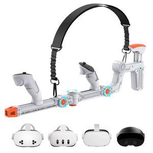 메타 퀘스트 2/3/3/3S /Pro와 호환되는 Rechale VR 건스톡, 어깨끈 조절 가능한 FPS 게이밍 컨트롤러 액세서리 빠른 마그네틱 부착 치크 패드 몰입형 스톡 라이플 게임 플레이 - 회색