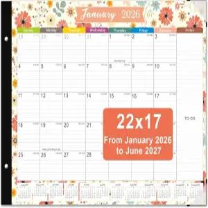 책상 달력 2026-2026 대형 22x17 2026년 1월부터 2027년 6월까지 18개의 입 22 x 17 패드 사무실 학교 또는
