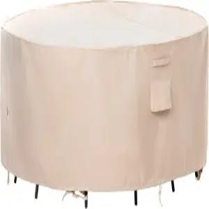 F J 아웃도어 파티오 가구 커버 방수 UV 저항 립 스톱 패브릭 야외 테이블 원형 베이지 62인치 다이아 x