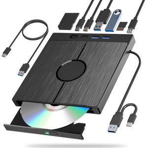 외장 블루레이 드라이브 7in1, USB 3.0 /Type-C /SD /TF 카드 포트가 있는 PC용 휴대용 /DVD 드라이브, 100G 디스크 외부 지원, 윈도우 XP /7 /8 /10 /11 맥 노트북용 버너