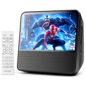 ROADOM 9.8인치 휴대용 DVD 플레이어, 스크린 포함, 7인치 HD 1024*600 디지털 스크린, 4000mAh 충전식, 하이파이 스테레오 사운드, 리모컨, TV 동기화, 재생, /CD /블루투스 /USB /라인 /타이머 /반복
