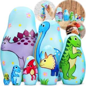 AEVVV 공룡 둥지 인형 세트 7개 - 장식이 있는 마트료시카