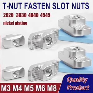 T너트 고정 슬롯 너트 커넥터 니켈 도금 20 30 40 45 EU 알루미늄 압출 프로파일 해머 헤드 T M3 M4 M5 M6