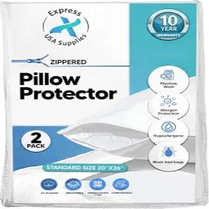 베개 보호기 표준 사이즈 - 방수 부드럽고 편안함 저자극성 통기성 세탁기 사용 가능 핏(세탁기 가능) 2개