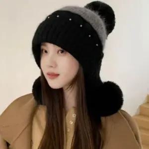 겨울 비니 여성 캐주얼 모자 방한 빈티지