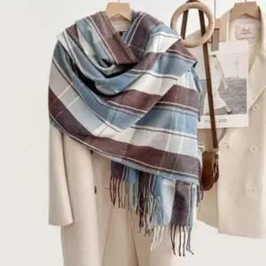 겨울 여성 머플러 니트 긴목도리 체크