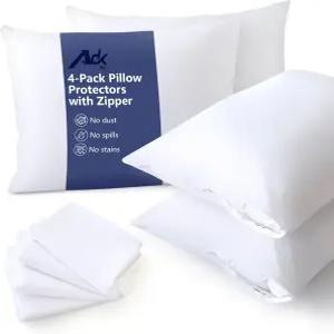 지퍼 표준 사이즈 통기성 베개 커버가 있는 울트라 소프트 4팩 보호대 얼룩 먼지 및 먼지로부터 100 안전