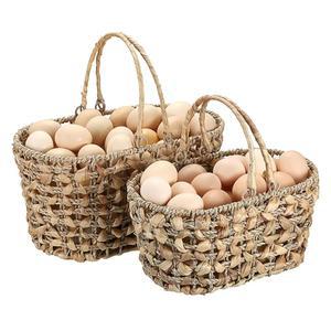 OGANAZI 계란 수집 바구니 2개, 농가 수제 고리버들 홀더, 주방용 신선한 모임 닭 장식