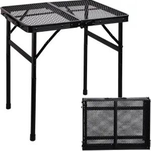 ALZEROOE 23 L×15 W×22 H 소형 금속 접이식 테이블 야외 정원 파티오 야드용 캠핑 그릴 바비큐 사이드 -