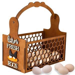 Grivaton Rustic Farm 벌집 디자인의 나무 계란 홀더 및 바구니 - 주방 조리대, 농장 컬렉션 테이블 탑 서빙용, 신선한 닭고기 달걀 보관