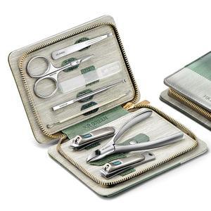 MR.GREEN 매니큐어 세트 페디큐어 키트 스테인리스 스틸 손톱깎이 개인 관리 도구 PU 가죽 케이스 포함 (그린)