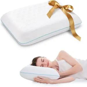 EGOHOME 침대 베개 표준 사이즈 - 미국산 메모리 폼 측면 허리 및 위 침구용 세척 탈착식 커버가 있는 목