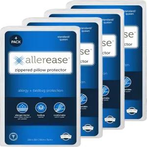 스탠다드/퀸 앨러이지 베개 보호대 4종 세트 - 수분 흡수 고급 보호 프리미엄 폴리에스터 지퍼