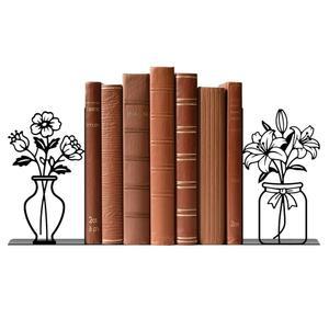 트윙클레몬 메탈 플라워 북엔드 꽃병 장식용 책꽂이 책장 홈 오피스 책상 장식 선물 읽기 애호가를 위한