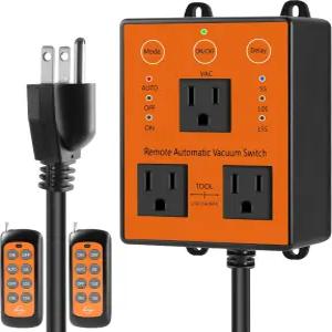 미아올링크 원격 자동 진공 스위치 120V/15A 전동 공구 먼지 제어 지연 타이머 포함 3모드