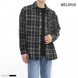 카라 셔츠 체크 남자 남방 빌리버스 울 BRV058