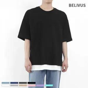 남자 BMD106 라운드 티셔츠 레이어드 반팔티 빌리버스