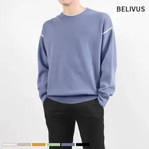 오버핏 남자 티셔츠 빌리버스 BRE004 니트 라운드