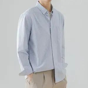 스트라이프 데일리룩 남친룩 셔츠 카라 긴팔 남방