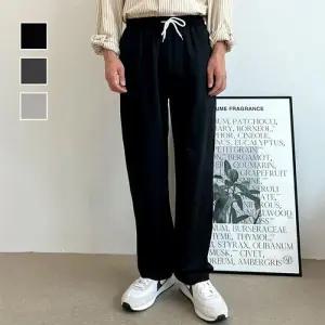 스타일 통넓은바지트레 하의바지 허리밴딩 끈조절 조거팬츠 기본 트레이닝 남자 겨울