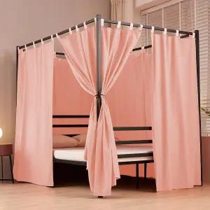 아키 캐노피 침대 커튼 4 코너 핑크 패널 8 모든 크기용 드레이퍼