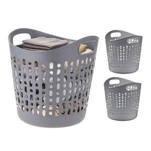 IRIS USA 플라스틱 세탁 바구니 바구니, 3팩, 40L /10갤런 유연하고 더러운 옷 가방, 환기 구멍 포함, 침실 욕실 아파트 기숙사 세탁실 담요 베개 장신구 정리, 그레이