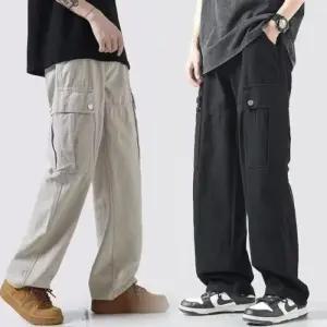 바지 카고 밴딩 남자 면 와이드 건빵