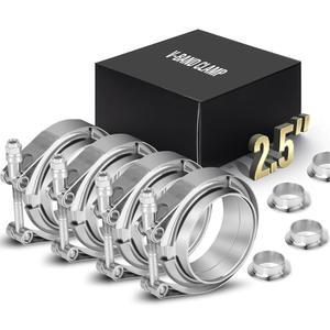 [미국배송] V 밴드 클램프 스테인리스 스틸 4PCS 터보차저 배기 클램프 터보 다운파이프 레이싱 포드 픽업 트럭 교환 시스템용 헤비 듀티 노 리크 디자인(2.5인치)