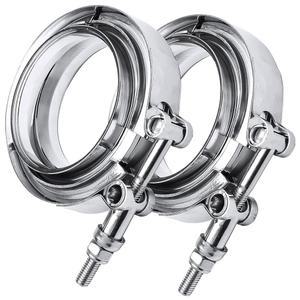 [미국배송] 터보 배기 다운파이프 레이싱 포드 픽업 트럭 교환 액세서리(2 PCS)를 위한 3인치 스테인리스 스틸 V 밴드 클램프 마일드 남성 플랜지 포함